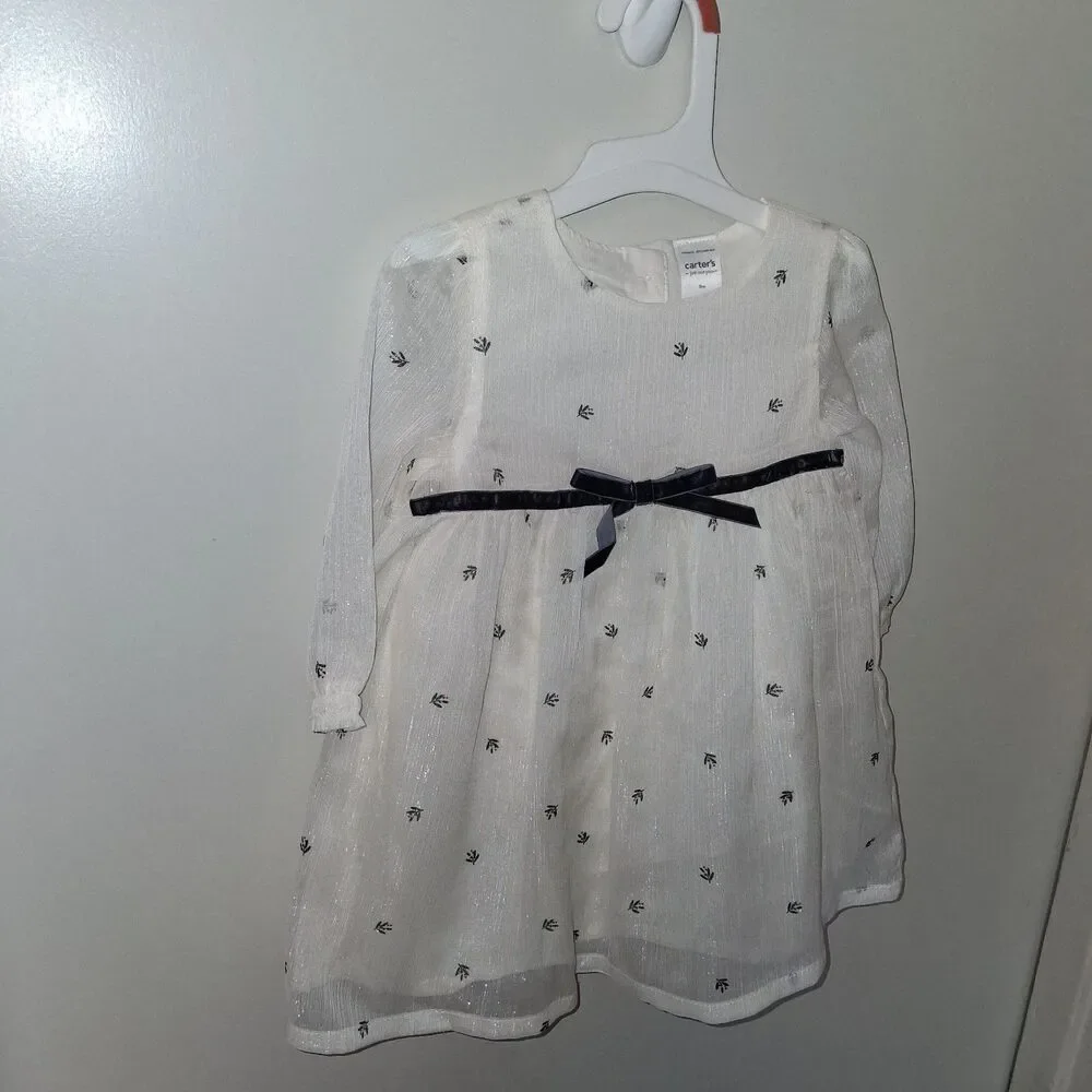 Carter's Just One You Baby Girls' 2 pc Holiday Floral Chiffon Dress - Ivory 12M